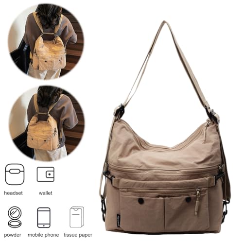Large Capacity Nylon Shoulder Bag for Women Multi Pocket Crossbody Backpack with Removable Pouch2