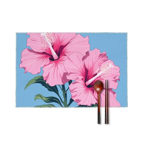 Sets de table hibiscus anti-taches pour préserver la table de cuisine - 2