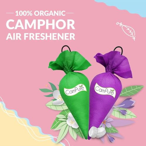 Image of CamPure Camphor Cone (1 Jasmine + 1 Lavender) Pack Of 2-100% Organic | Air Freshener For Car, Wardrobe, Office Cabin's, Drawers, Travel Bag & Bathroom