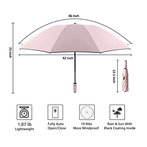 Image of BAODINI Inverted UV Umbrella for Rain and Sun Medium Size UPF 50+ Rverse Compact Umbrella Auto Open Close