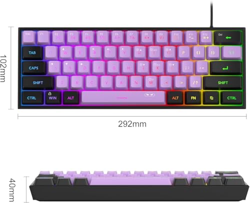 Image of MageGee TS91 Mini 60% Gaming Keyboard, RGB Backlit 61 Key Keyboard, Ergonomic Waterproof Mechanical Feeling Office Computer Keyboard for PC, MAC, PS4, Gamer(Violet)