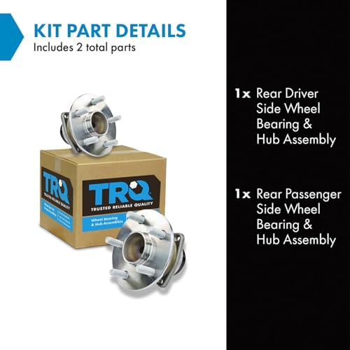 Image of TRQ Rear Left and Right Wheel Bearing and Hub Assembly Set 2 Piece Compatible with 03-08 Toyota Corolla 4 Wheel ABS 04-09 Prius 03-06 Matrix FWD 07-08 Matrix 03-06 Pontiac Vibe FWD 07-08 Vibe