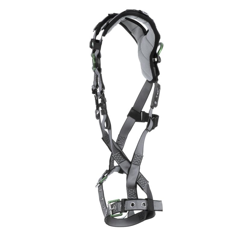 Image of MSA V-FIT Standard Safety Harness - Polyester & Nano-Technology Treated Web Full Body Harness Back, Shoulder Padding, Gray