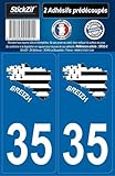 STICKZIF SR35-2 Autocollant Plaque Département 35 Carte Bretagne, Set de 2