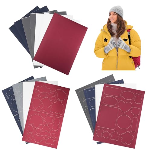 15 Hojas Parches para Chaquetas de Plumas, Set de Reparación de Chaquetas de Plumas, Parches de Reparación de Nylon Autoadhesivos, Parche para Ropa, (Blanco, Azul Marino, Burdeos, Gris)