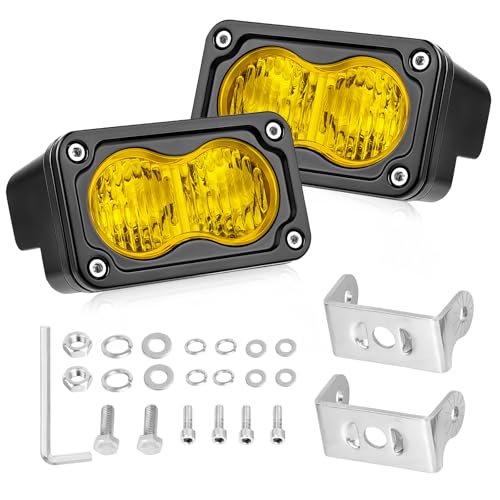 Yellow LED Pods 3 Flood Fog Lights 2-Pack