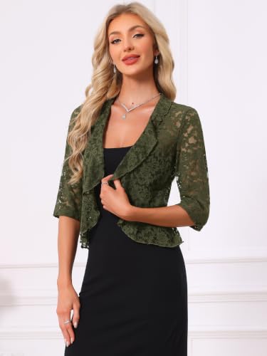 Image of Allegra K Lace Shrug for Women Bolero Cardigan Half Sleeve Cover Up Top