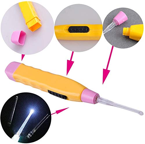 Image of LED Light Flashlight Ear Pick Ear Wax Remover Tweezer Earpick Cleaner Tool Random Color (Pack of 4)