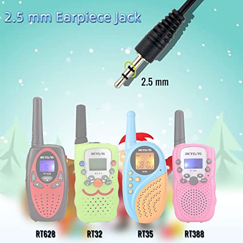 Retevis RT388 RT628 RT35 RT32 RT628B Talkie Walkie Enfants Exclusif Écouteur Compatible avec Retevis RT388 RT628 RT35 RT32 RT628B, Walkie Talkie Écouteur, 1Pin 2.5mm, Type G Casque (2 Pièces)