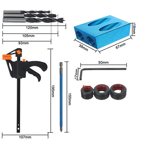 Kit de tornillos ocultos de 36 piezas para carpintería con brocas de espiga 3
