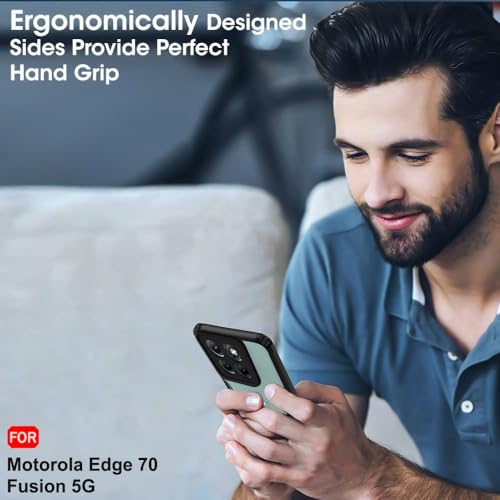 Image of TheGiftKart Back Cover Case for Motorola Moto Edge 70 Fusion 5G | Shockproof Crystal Clear Transparent Back | 360 Degree Protection | Moto Edge 70 Fusion Back Cover (PC & TPU, Black Bumper)