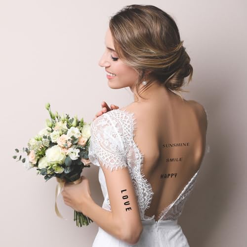 10 Sheets Custom Temporary Tattoos, Self-adhesive Fake Letters Stickers, Waterproof Black Stickers for Adult Men Women Girls Face Body Decorations