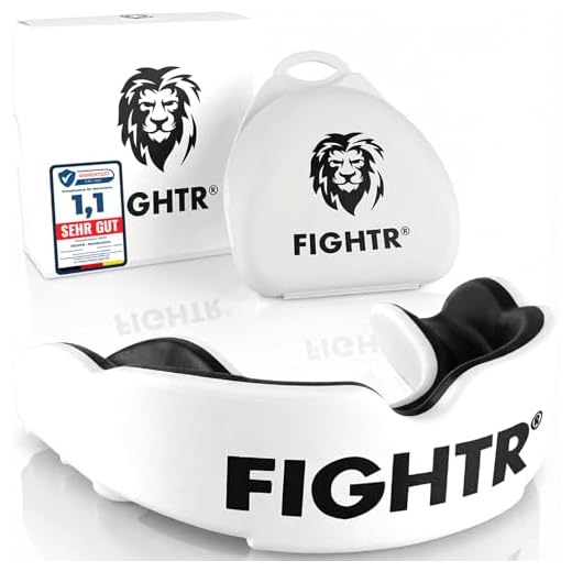 FIGHTR® Premium Mundschutz - ideale Atmung & leicht Anpassbar | Sport Zahnschutz für Boxen, MMA, Muay Thai, Hockey & Kampfsport | inkl. Hygiene Box (Weiß)