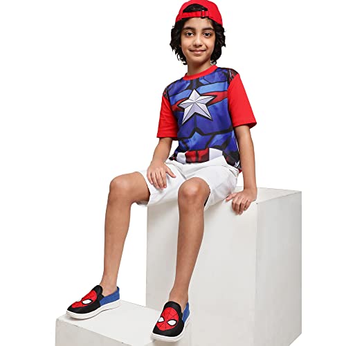Image of Kidsville Captain America Printed Regular Fit Red Cotton Boy's T-Shirt