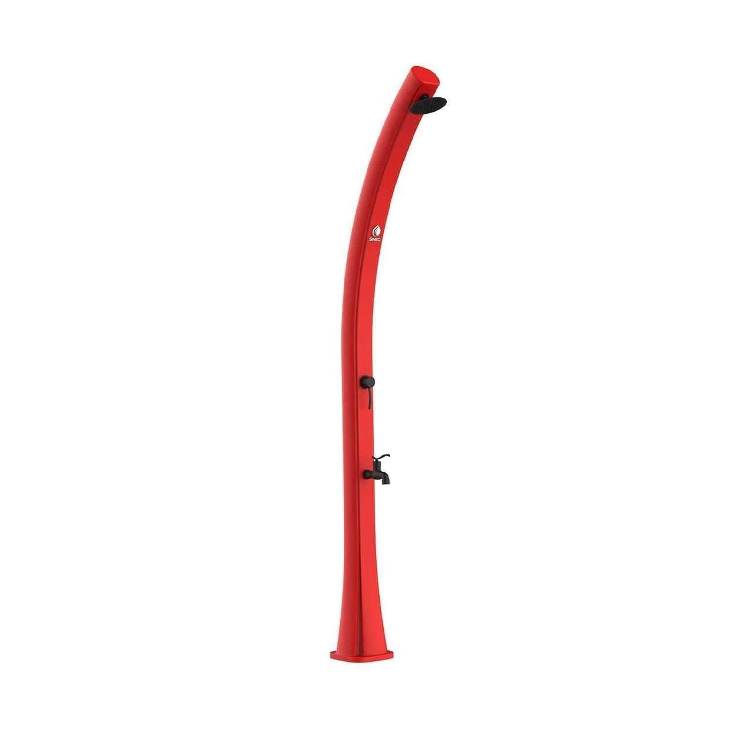 Sined Sole Ducha Solar Curvada de Polietileno HD con rociador y lavapiés de 22 l, Rojo