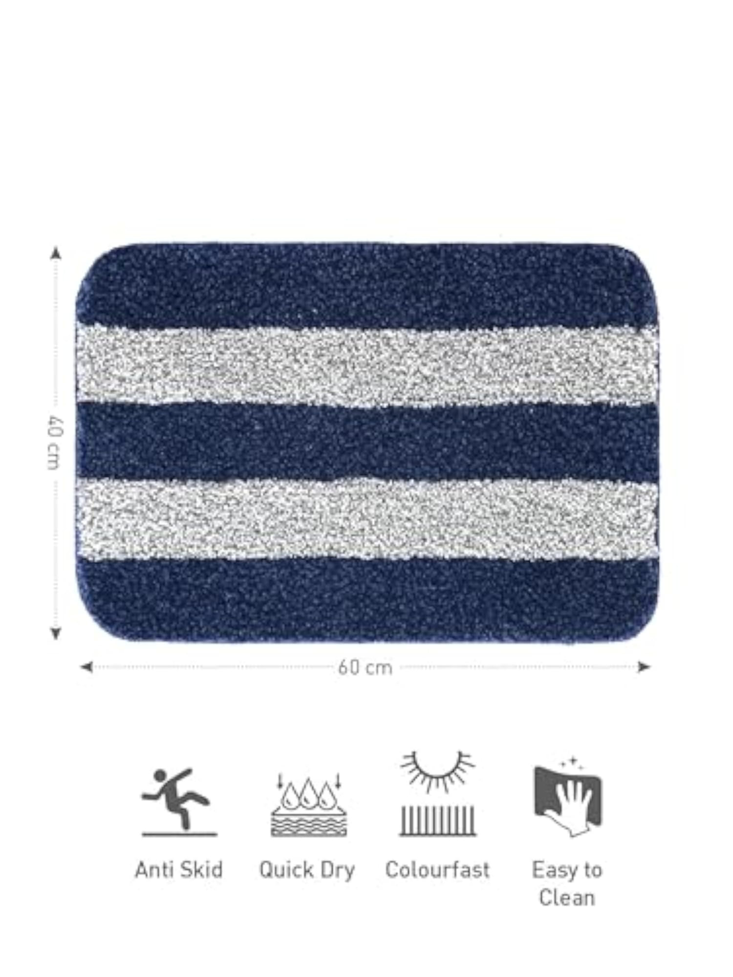 Microfiber Soft Antiskid Bathmat 2Pc, Blue