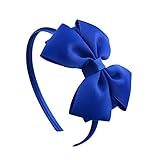 Qinlee Große Ripsband-Schleife Haarband für Mädchen Haareif Haarband mit schöner großer Schleife aus Satin in schwarz, Haarschmuck Stirnband für Party Schule-Blau