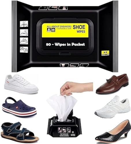 Image of Shoe Wipes Sneaker Cleaner - Instant Sneaker Cleaning Wipes, Quick Dirt & Stain Remover for Shoes, Portable Shoe Cleaning Kit for Sneakers, Leather, and Canvas(Packs of 80) Multicolor