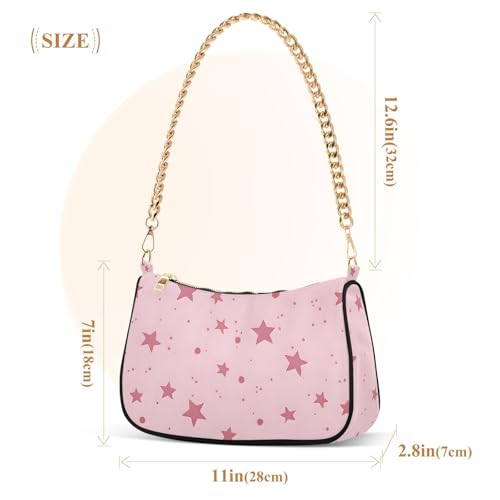 Clutch Shoulder Bags Tote Evening Purse Handbags for Women Pink Star Polka Dot Hobo Bags with Zipper Closure3
