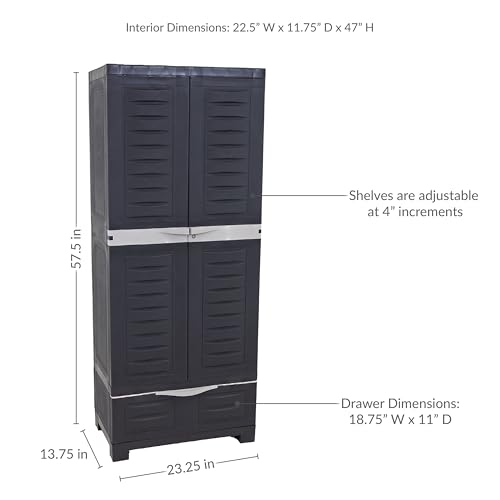 Image of Sunnydaze 57 inch Garage Storage Cabinet with Locking Doors & Shelves, Shadow