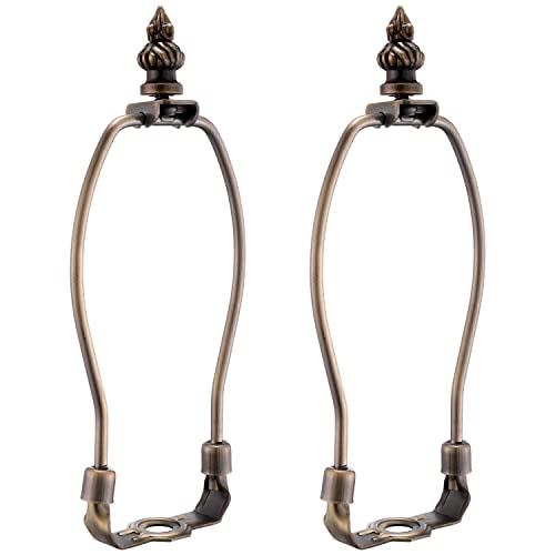 Canomo 2 Set 6 Inches Heavy Duty Lamp Harp Fitter With Saddle And Pineapple Whisker Finial For Lamp Shades(Antique Brass) #TOP2