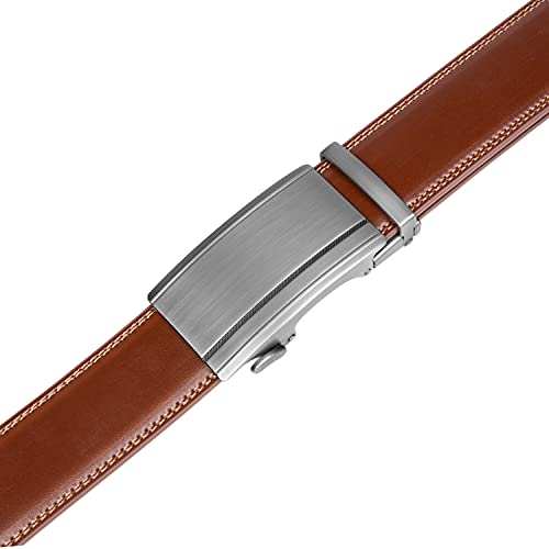 Image of Founders & C Men's Ratchet Belt 1 3 /8 inch,Leather Dress Belt Adjustable with Click Sliding Buckle Trim to Exact Fit
