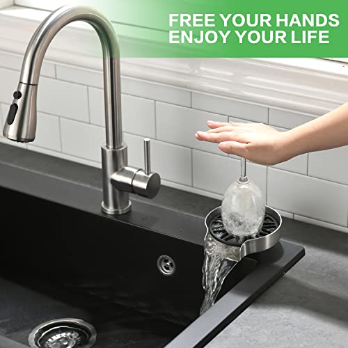 Kitchen Faucet For Sinks, Vfauosit Pull Down Brushed Nickel Stainless Steel Single Hole Or 3 Holes Kitchen Faucets With Sprayer For Rv Camper With Glass Rinser, Llaves Para Fregaderos De Cocina #TOP4