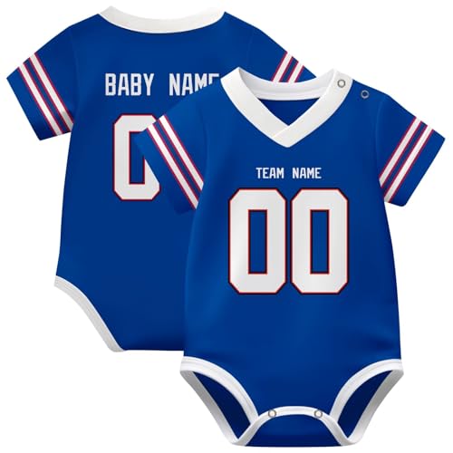 Image of KREDE Baby Clothes Unisex Bodysuit Jersey Style Custom Name Number for Baby Boys