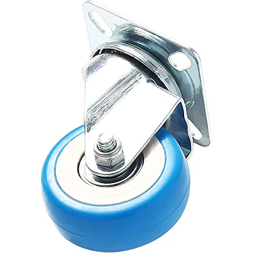 8 Pack Caster Wheels Swivel Plate Casters On Blue Polyurethane Wheels Pu #TOP6