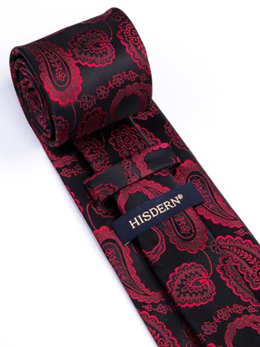Image of HISDERN Ties for Men Paisley Tie and Pocket Square Woven Classic Floral Mens Ties Handkerchief Set Wedding Party Necktie