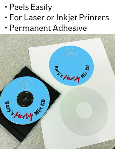 Image of CD /DVD Label Full Face | Qty 100 Disc, 200 Spine | 50 Sheets Total | Permanent White Matte | Inkjet & Laser Compatible | Customizable Printable | Blank Label