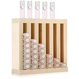Wonderjune Wooden Lipsticks Holder 0.7 inch Lip Balm Tube Holder Lip Gloss Organizer Display Wood Lipsticks Tube Tower Organizer for Market Craft Booth Room Display(6 Slot)