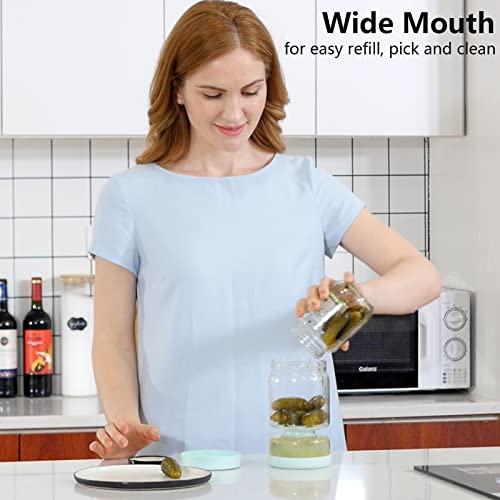 Luvan Glass Pickle Jar, 34Oz Olive Hourglass Jar With Strainer, Airtight Kimchi Jar To Separate Food From Brine When Needed, Pickle Flip Jar Ideal For Pickle, Olive And Jalapenos (Dishwasher Safe) #TOP6