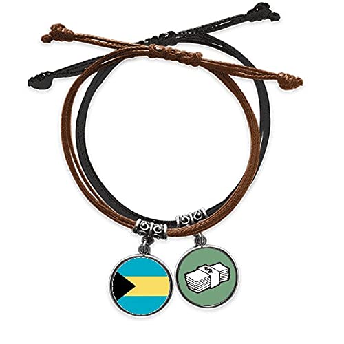 Pulsera de Las Bahamas el regalo ideal con cadena de mano de cuero negro
