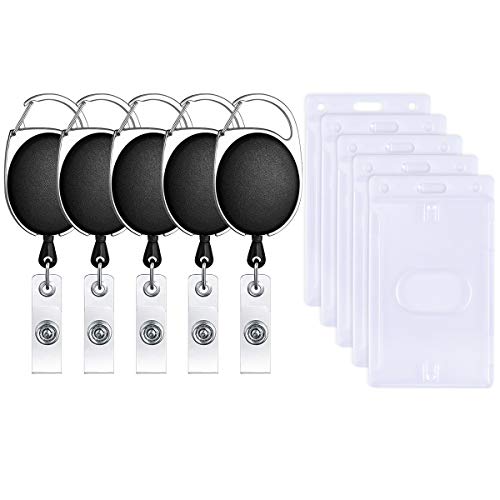 5Pcs Porta Badge Retrattile con Porta Carte ID