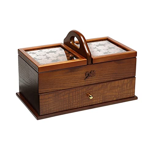 Panier à couture rétro bois de qualité supérieure, boîte de rangement d'artisanat