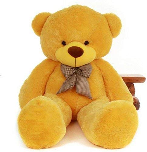 Image of HUG 'n' FEEL SOFT TOYS Loveable HUGABLE Soft Giant Life Size, Long Huge Teddy BearPlush & Stuffed Toys (Best for Someone Special) Yellow 7 Feet 210 CM with Free Heart Shape CUSION