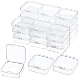 24 Pack Small Clear Plastic Beads Storage Containers Box with Hinged Lid,Bead Storage Box with Lids for Storage of Small Items,Crafts,Jewelry,Hardware,Earplugs,Pills (2.12 x 2.12 x 0.79 Inches)
