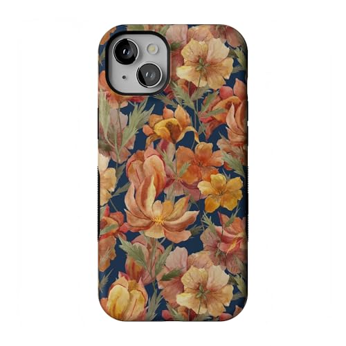 Casely iPhone 15 Plus Case | Fallen Gold | Antique Floral | Bold Protective Design | Compatible with MagSafe