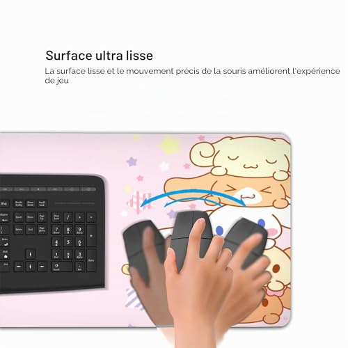 Tapis de souris de jeu Kawaii rose, long et étendu, XXL, tapis de clavier pour travail, jeu, bureau, maison, 90 x 40 cm – vue 5