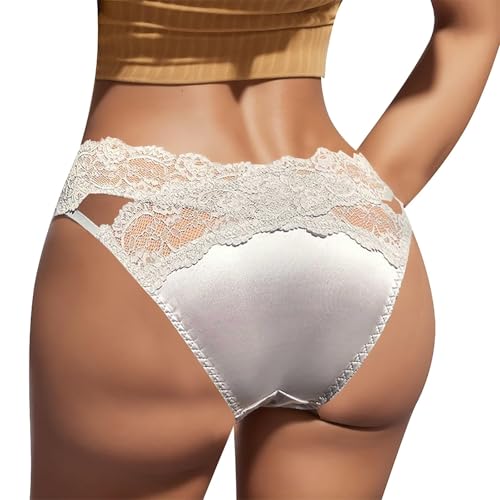 Sexy Panties for Women Floral Lace Thongs Low Rise Seamless Brief Hipster Cheeky High Cut Panty Lingerie Underwear Grey