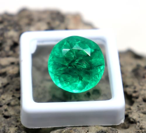 Natural 15ct Round Cut Emerald Gemstone Loose Green Colombian Stone Faceted Emerald Certified Stone Pendant Size Bracelet Size3