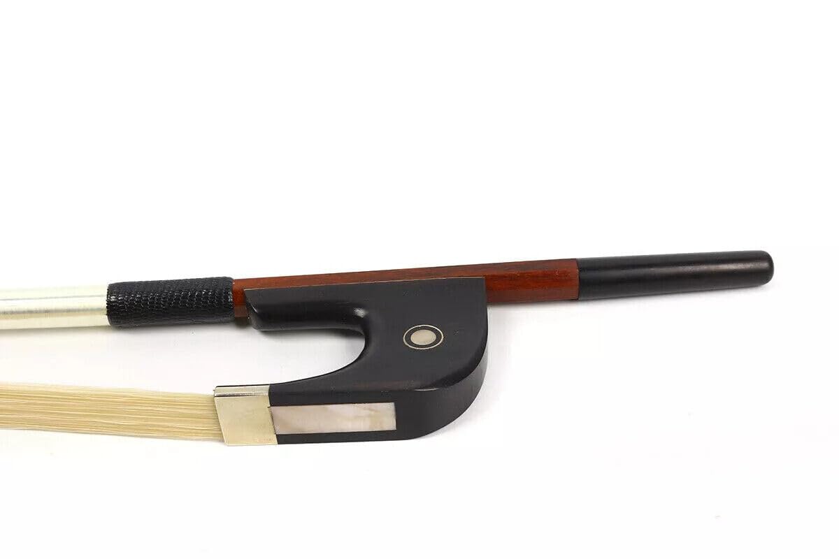 YoungMonic 3/4 Upright Double Bass Bow Brazilwood German Bow Natural Unbleached Mongolia Bow Hair Well Balanced (01)