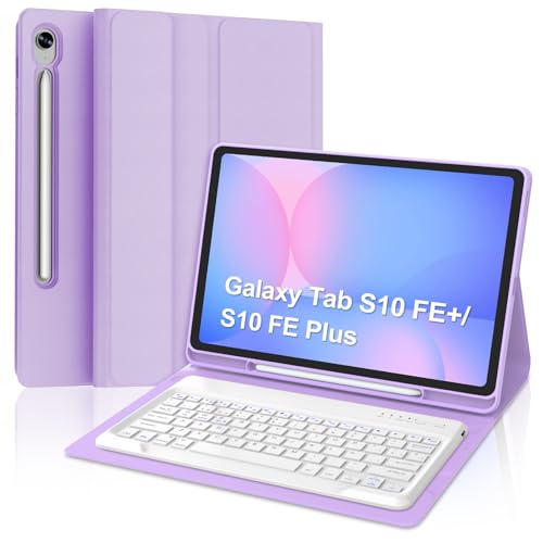 Teclado para Samsung Tab S10 FE+/S10 FE Plus 13.1" 2025, Funda para Galaxy Tab S10 FE Plus con Español Ñ Teclado Bluetooth para Tablet Samsung S10 FE+ 13.1" 2025, Púrpura Ligera