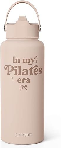 Miniatura 27 de SANDJEST Botella de agua con arco rosa de acero inoxidable aislada al vacío de 32 onzas con tapa, regalos para mujeres, niñas, adolescentes, Lazo