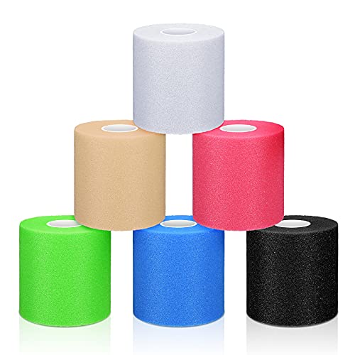 6 Pieces Foam Underwrap Athletic Foam Tape Sports Pre Wrap Athletic Tape Sports Tape For Ankles Wrists Hands And Knees, 2.75 X 30 Yards (Wheat, White, Blue, Green, Pink, Black) #TOP20