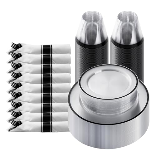 Goodluck 175 pc black disposable dinnerware set