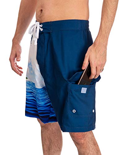 Calhoun Official Corona Mens Swim Trunk Board Shorts Summer Can Island Design4