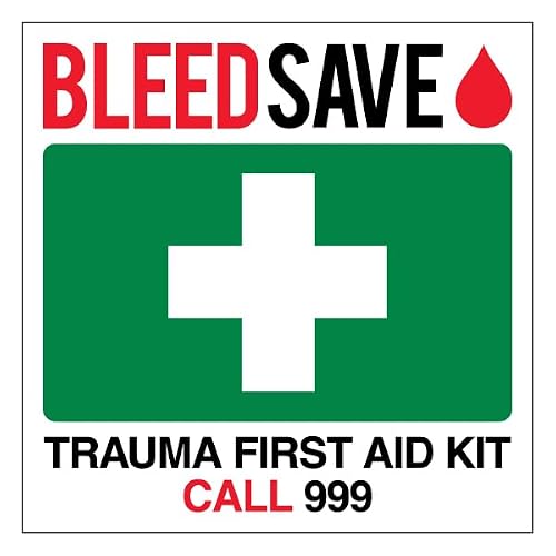 Bleedsave Trauma First Aid Kit - Call 999 - Square 200 x 200 mm - 1mm Rigid Plastic Safety Sign
