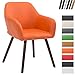 Produktbild Esszimmerstuhl ACHAT V2 mit Kunstlederbezug, Polsterstuhl mit Armlehne, Sitzfläche gepolstert, mit Bodenschonern, max. Belastbarkeit 150 kg, Farbe:orange, Gestell Farbe:Walnuss
